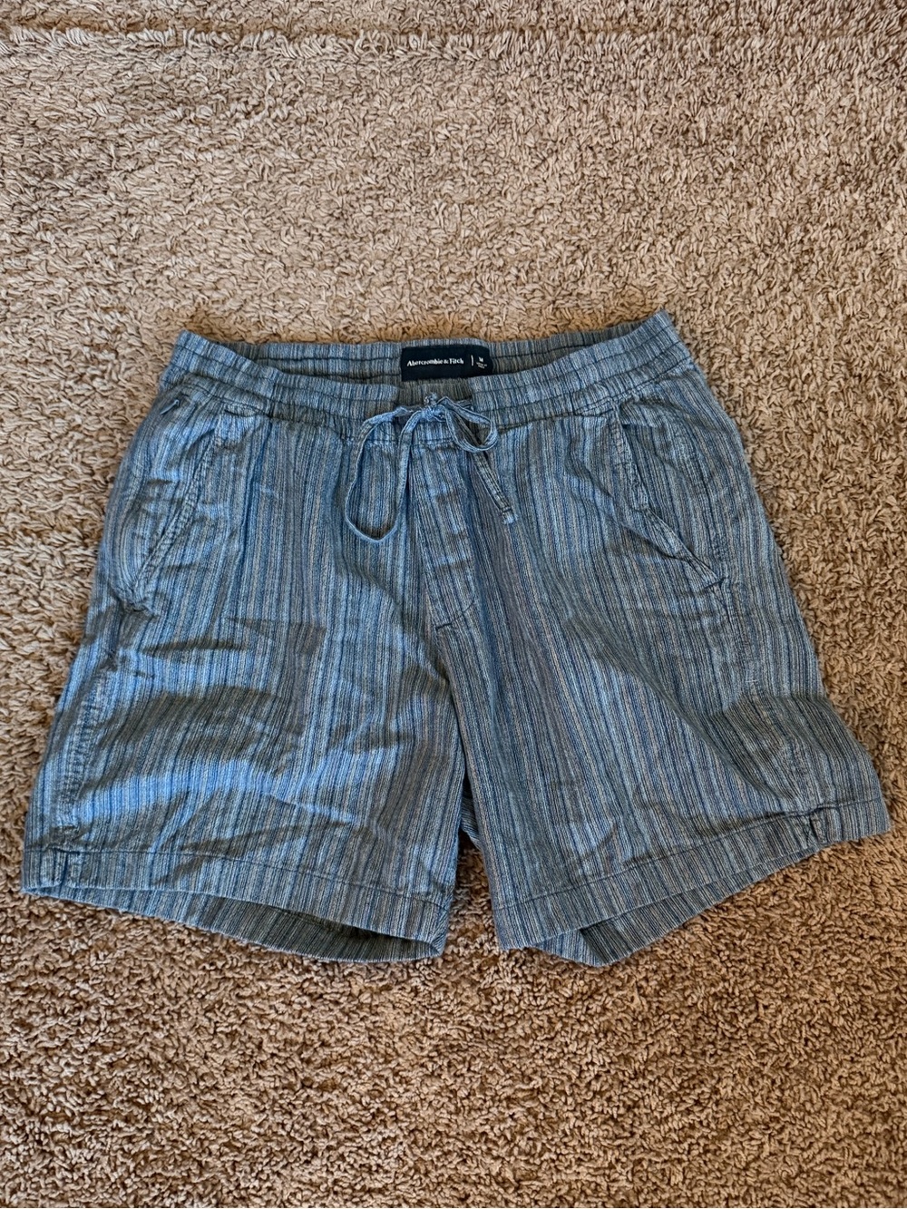 Abercrombie & Fitch Blue Striped Drawstring Men’s Shorts